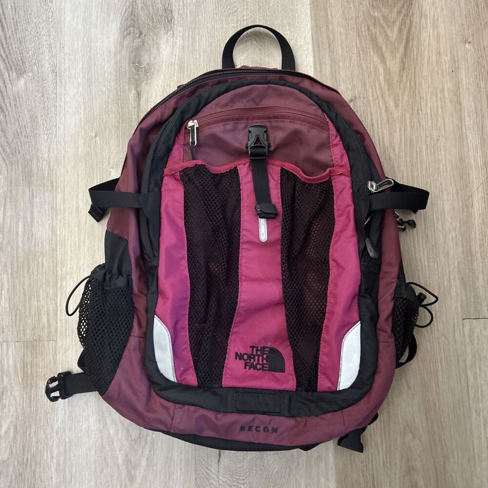 The North Face Recon Backpack Purple Black Nylon 30L Laptop Hiking School READ